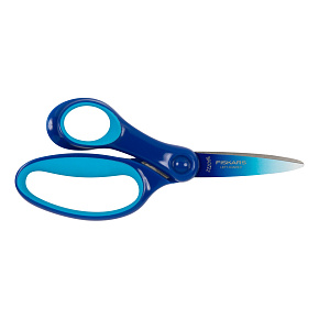Nůžky dětské velké 15 cm pro leváky (8+), světle a tmavě modrá