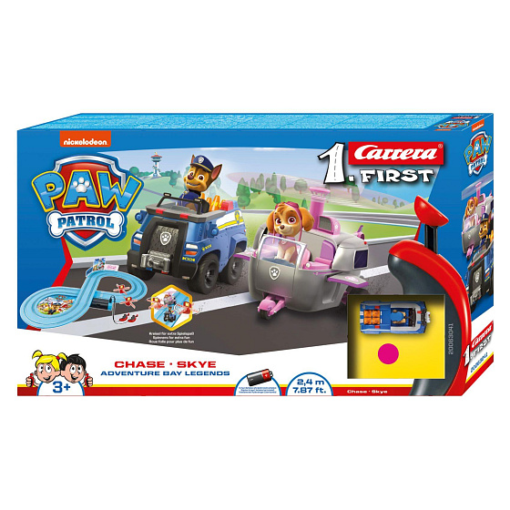 Autodráha Carrera First Paw Patrol/Tlapková Patrola 2,4m plast +2 auta na bat. v krabici 50x30x7cm