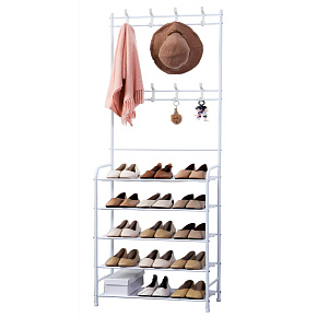 Herzberg HG-03381 : Porte-manteau d'entrée à 4 niveaux avec organisateur de rangement pour chaussures 60x170 cm