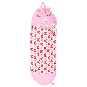 Spací pytel pro děti turistický polštář 2v1 125x50cm růžový
