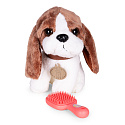 Plyšový pejsek v kabelce beagle maskotka pro dítě + kartáč na péči