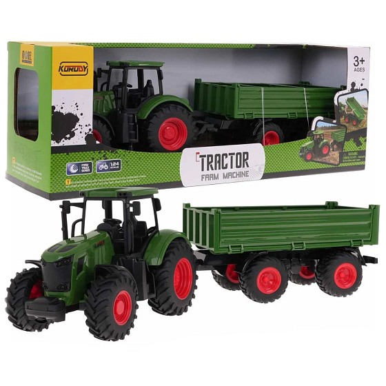 Lebula sada traktor s přívěsem velké vozidlo měřítko 1:24 zelený