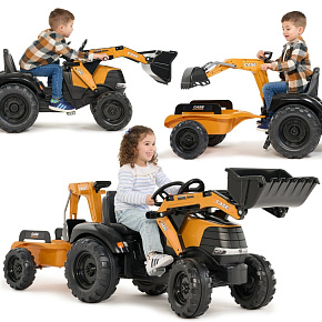 FALK Traktor na Pedały Case CE z Koparką Ładowarką i Przyczepą 3-7 lat FALK Traktor na Pedały Case CE z Koparką Ładowarką i Przyczepą 3-7 lat