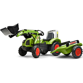 FALK Šlapací traktor s lžící a přívěsem zelený CLAAS od 3 let