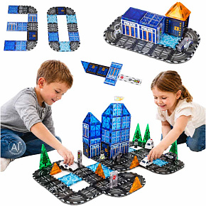 Klocki magnetyczne konstrukcyjne 3D policja radiowozy 91 elementów