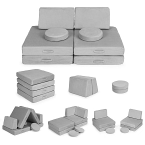 Velká modulární rozkládací pohovka pro děti DIY 8 měkkých polštářů - šedá ECOTOYS