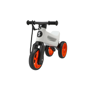 Odrážedlo FUNNY WHEELS Rider SuperSport bílé/oranž. 2v1+popruh,výš.sedla28/30cm nos.25kg 18m+v sáčku