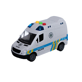 Auto policie dodávka plast 15cm na setrvačník na baterie se zvukem se světlem v krabici 19x13x9cm