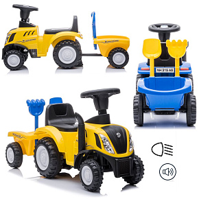 Lebula jeździk pchacz chodzik traktor new holland z przyczepką dla dzieci żółty