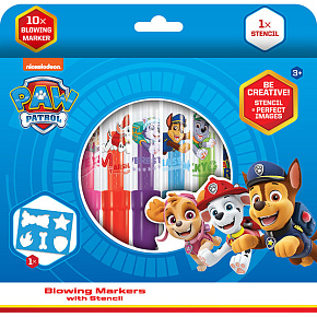 Fixy foukací 10ks se šablonou Tlapková patrola/Paw Patrol v krabičce 20x19cm