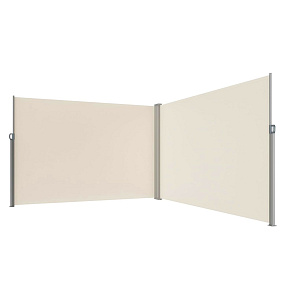 Rohová boční terasová markýza LUARO zatahovací paraván 180 x 620 cm béžová