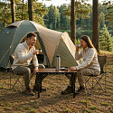 Turistický stůl 60x40 cm kempingový skládací do kufříku postaršený dub MultiGarden