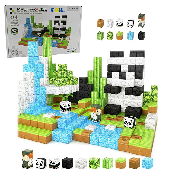Lebula klocki magnetyczne kostki panda 70 elementów