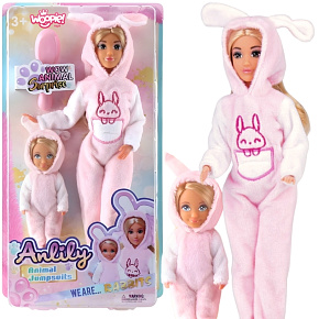 WOOPIE ROYAL Panenky Kombinézy Růžoví Králíčci Sada 2ks.