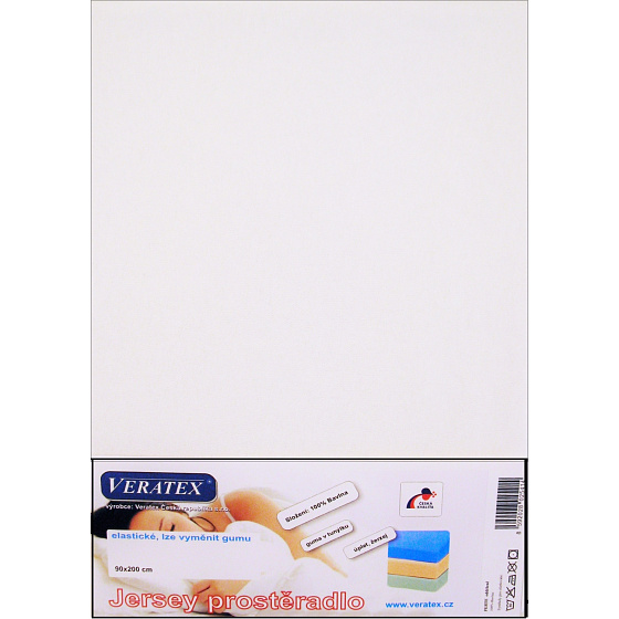 VERATEX Jersey prostěradlo 100x200 cm (č. 1-bílá)