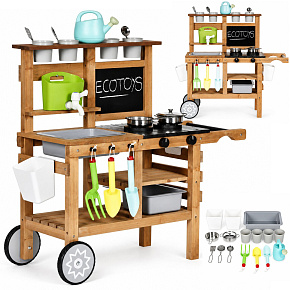 Kuchnia błotna ogrodowa outdoor dla dzieci z akcesoriami tablica kredowa ECOTOYS Kuchnia błotna ogrodowa outdoor dla dzieci z akcesoriami tablica kredowa ECOTOYS