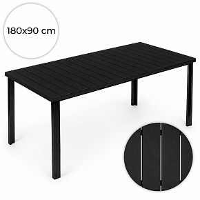 Velký zahradní stůl pro 8 osob 180x90 cm na terasu zahradu černý MultiGarden