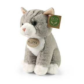 Plyšová kočka šedá 23 cm ECO-FRIENDLY SOFT