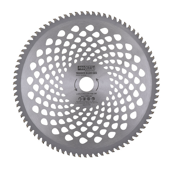 Nůž křovinořezu (kotouč) (D255*25.4)  80T PROCRAFT