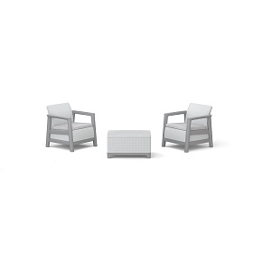 Scandi Linea balkonový set Ash šedá / Storm šedá / světle šedé podušky