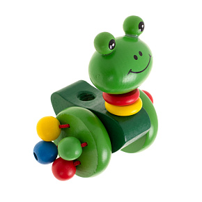 Dřevěná tahací žabka na tyči