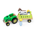 Dřevěný traktor s přívěsem Figurky zvířat Farma Vzdělávací sada