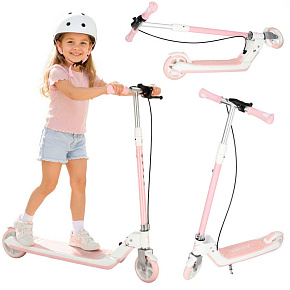 Dětská koloběžka TRIKE FIX dvoukolová LED skládací dvojité brzdy růžová