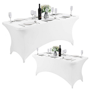 Univerzální ubrus potah na cateringový stůl 240 cm 8FT bílý elastický MultiGarden