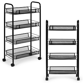 Metalowy regał mobliny organizer łazienkowy kuchenny z 4 półkami kółka czarny ModernHome