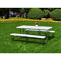 Cateringová sada banketový stůl 180 cm 2 lavice bílá MultiGarden