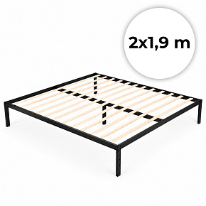 Łóżko metalowe 190x200 cm ze stelażem minimalistyczna czarna rama ModernHome Łóżko metalowe 190x200 cm ze stelażem minimalistyczna czarna rama ModernHome