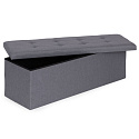 Čalouněný pikovaný puf 111x38 cm s úložným prostorem, lavice, truhla, tmavě šedá ModernHome