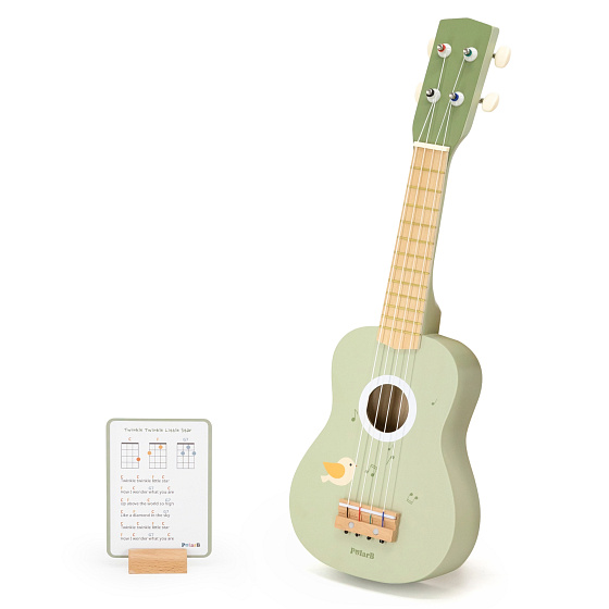 Viga Dřevěné Ukulele Kytara Pro Děti Zelené S Notami