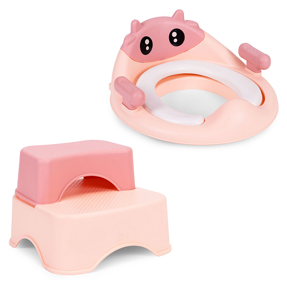 Nástavec na toaletu se schůdky a podestou pro děti růžová ECOTOYS