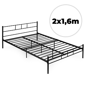 Łóżko metalowe 160x200 cm ze stelażem czarna rama ModernHome Łóżko metalowe 160x200 cm ze stelażem czarna rama ModernHome