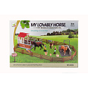 Výběh/Ohrada pro koně + ošetřovatelé + kůň 2ks plast s příslušenstvím v krabici 39x27x8,5cm