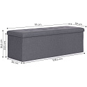 Čalouněný pikovaný puf 111x38 cm s úložným prostorem, lavice, truhla, tmavě šedá ModernHome