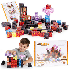 Magnetické stavební kostky pro děti, sada 86 prvků, krychle