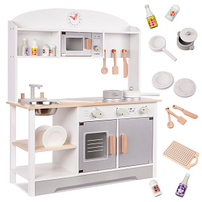 Kuchnia dla dzieci drewniana  MDF MODERN CLASSIC akcesoria 82cm szara