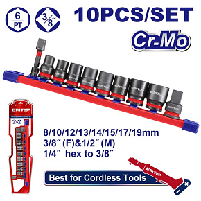 Sada 10 ks rázových nástrčných hlavic 3/8"
