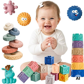 WOOPIE BABY Zestaw 27 Miękkich Klocków Sensorycznych WOOPIE BABY Zestaw 27 Miękkich Klocków Sensorycznych