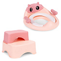 Nástavec na toaletu se schůdky a podestou pro děti růžová ECOTOYS