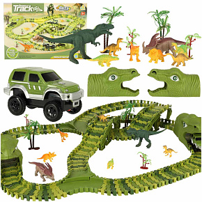 Tor wyścigowy dinozaury samochody XXL TRACK 240 elementów Tor wyścigowy dinozaury samochody XXL TRACK 240 elementów