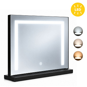 Lustro do makijażu LED 50x40 cm kosmetyczne podświetlane 3 barwy czarne ModernHome Lustro do makijażu LED 50x40 cm kosmetyczne podświetlane 3 barwy czarne ModernHome