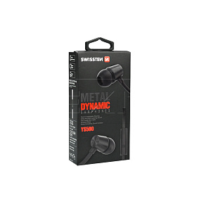 Stereo sluchátka s mikrofonem SWISSTEN YS500 METAL DYNAMIC - Černé