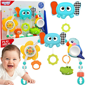 WOOPIE BABY Łuk Sensoryczny Z Zabawkami Do Łóżeczka i Wózka Słoń Papuga WOOPIE BABY Łuk Sensoryczny Z Zabawkami Do Łóżeczka i Wózka Słoń Papuga