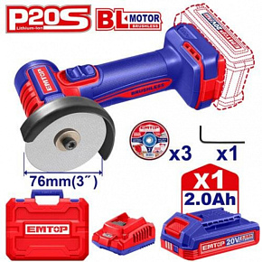 Aku mini úhlová bruska 20V 76mm 1x2.0Ah Aku mini úhlová bruska 20V 76mm 1x2.0Ah