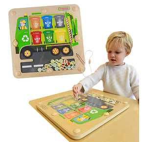 MASTERKIDZ Tablica Magnetyczna Segregowanie Odpadów Ciężarówka do Recyklingu Montessori