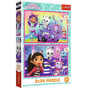 Puzzle 2v1 Gaby´s Dollhouse: Pohrát si s Gabby 2x24 dílků 27,5x18cm v krabici 19x29x4cm Puzzle 2v1 Gaby´s Dollhouse: Pohrát si s Gabby 2x24 dílků 27,5x18cm v krabici 19x29x4cm