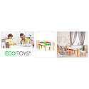 Dřevěný nábytek pro děti sada stůl + 2 židle ECOTOYS